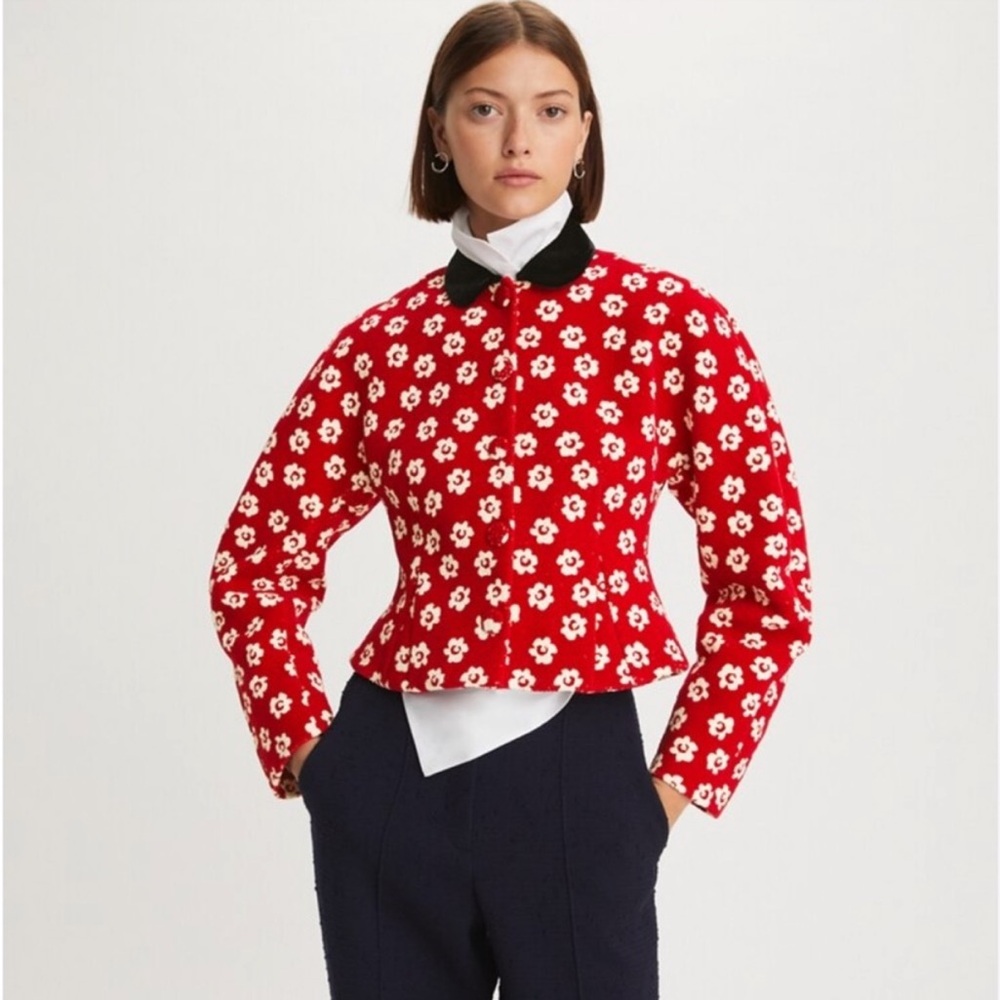 NWT Tory Burch Runway FLOWER STENCIL BOUCLÉ JACKET 8 $1,598 - Picture 5 of 16